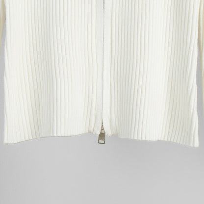 Womens Slim Fit Ribbed Knit Zipper Cardigan | Stand Collar | noémi