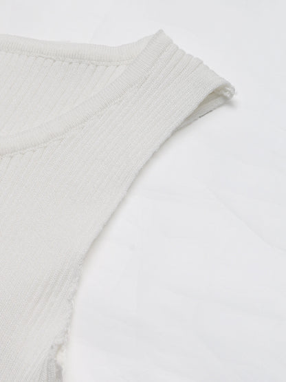 Knitted Short Vest with Bow and Hollow Cutouts for Women | noémi