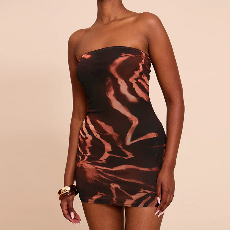 Print Tube Top | Wrap Design | Slim Fit Hip Dress | noémi