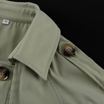 Womens Cropped Trench Coat Set | Chic Button Up Jacket & Mini Skirt Co ord | noémi