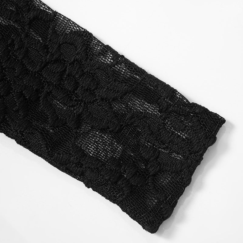 Lace Crop Top | One Shoulder Black Sheer Wrap Tank | noémi