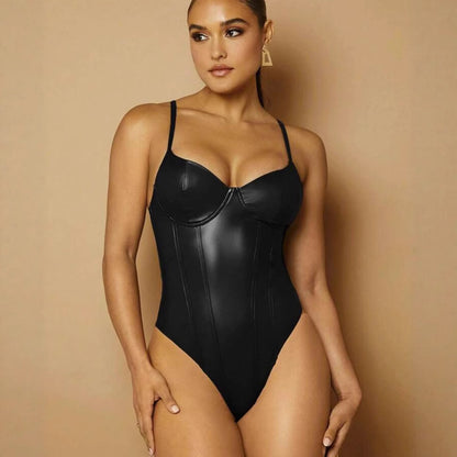 Womens Faux Leather Sling Jumpsuit | Slim Fit Waist | noémi