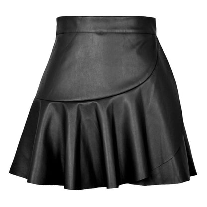 Leather Mini Skirt | High Waist Ruched A Line | noémi