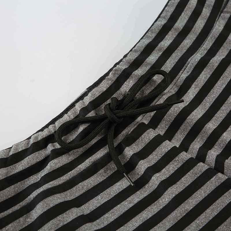 Striped Halter Two Piece Lounge Set | Slim Fit Strap Crop Top Drawstring Shorts | noémi