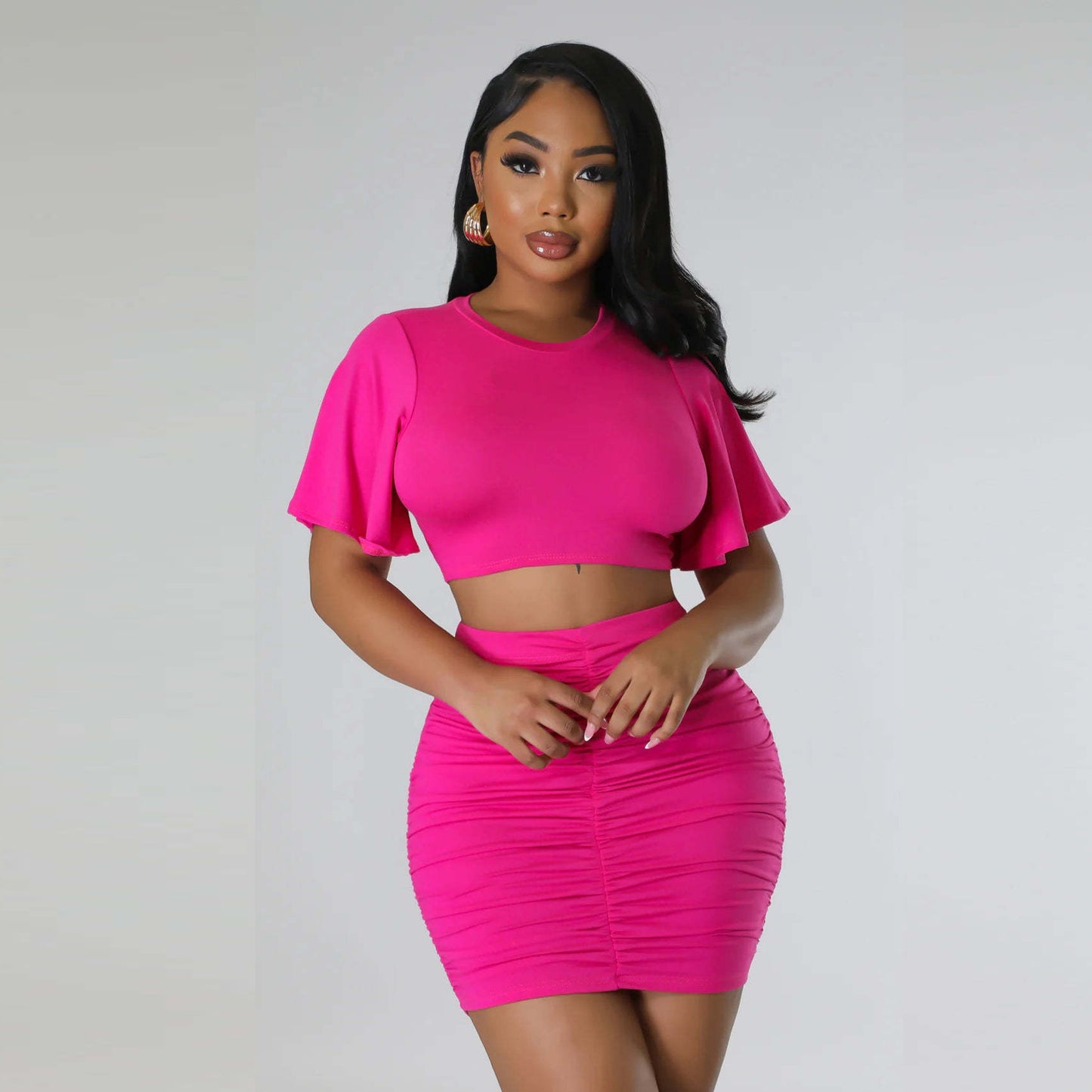 Womens Suit Short Top Hip Skirt Set | noémi