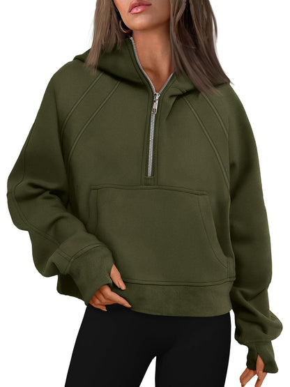 Half Zip Pullover Hoodie | Fleece Scuba Sweater for Women | noémi