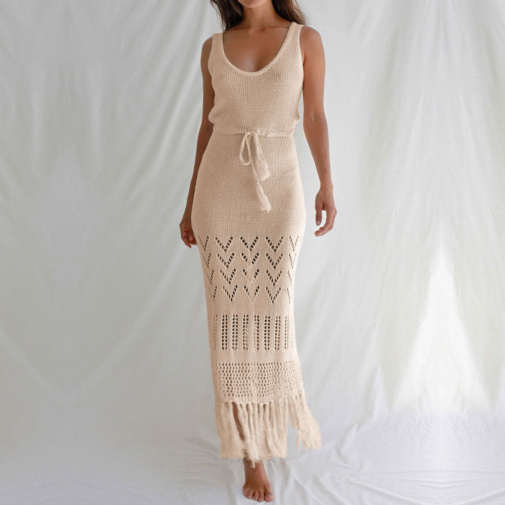 Womens Hollow Out Cutout Maxi Dress | Tassel Strap Cover Up | noémi