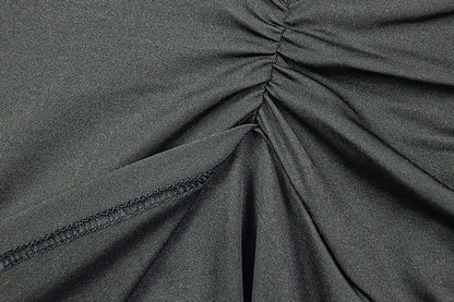 Womens Waist Slimming V Neck Pleated Draped Wrap Dress | noémi