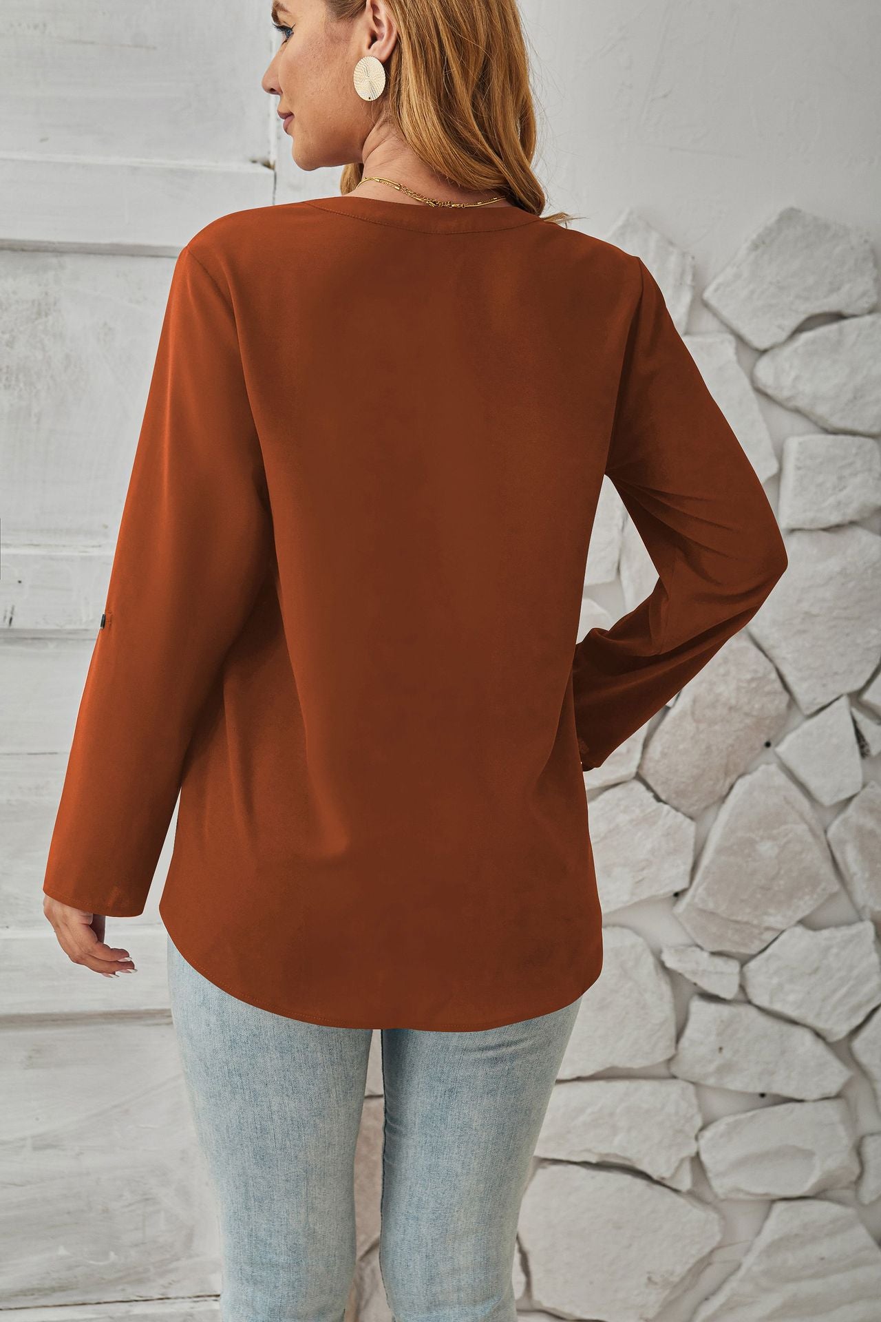 Womens V Neck Long Sleeve Top | noémi