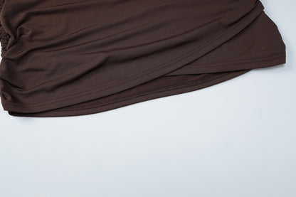 Womens Solid Color Slim Sheath Dress with Metal Ring Halter Backless | noémi