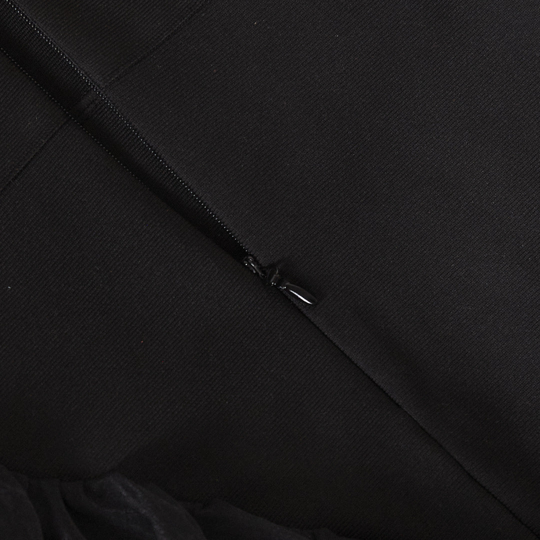 Womens Black Ruffled Mesh Dress | noémi