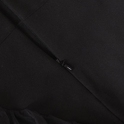 Womens Black Ruffled Mesh Dress | noémi