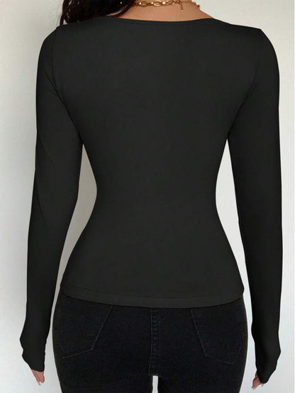 Women's Long Sleeve Cardigan Top with LaceUp Front | Button Detail | noémi