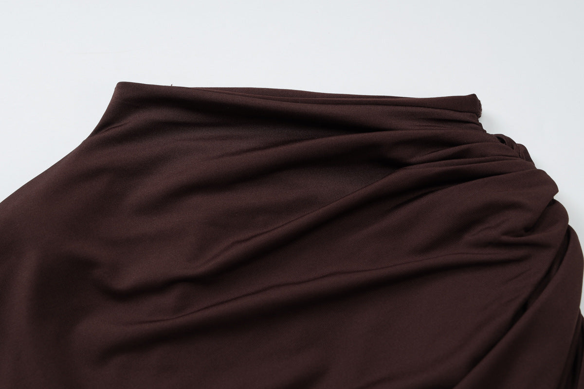 Womens One Shoulder Sheath Dress with Pleated Detail | noémi