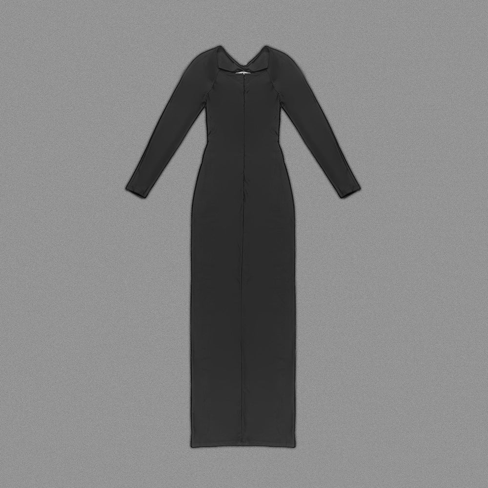 Twisted Front Long Sleeve Cutout Stretch Dress | noémi