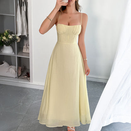 Flowy Backless Maxi Dress | Spaghetti Strap Pleated Summer Dress | noémi