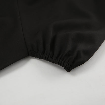 Long Sleeve V Neck Slim Fit Dress with Pleated Waist and Side Slit | noémi