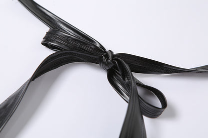 Womens Halter Faux Leather Dress | Hollow Out Backless Slim Fit | noémi