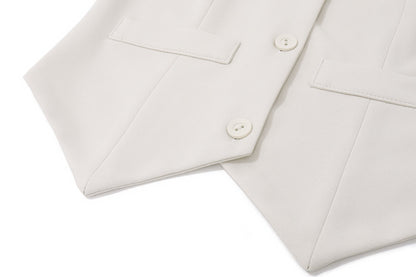 Halterneck Suit Set | White Blazer Vest A Line Mini Skirt | noémi