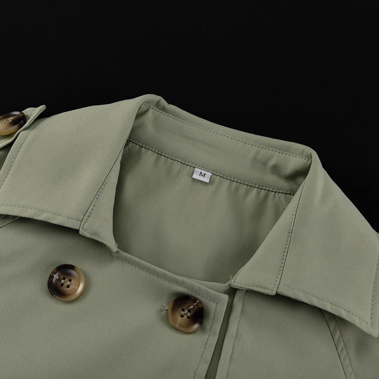 Womens Cropped Trench Coat Set | Chic Button Up Jacket & Mini Skirt Co ord | noémi