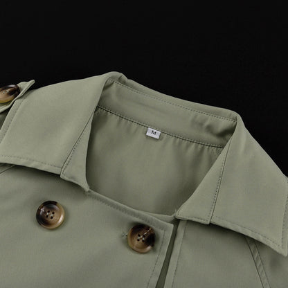 Womens Cropped Trench Coat Set | Chic Button Up Jacket & Mini Skirt Co ord | noémi