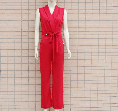 Women’s Summer Sleeveless Jumpsuit | V Neck Button Detail, Slim Fit One Piece Romper | noémi