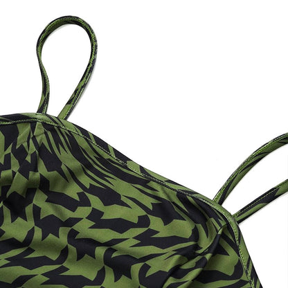 Green Two Piece Set | Sleeveless Vest Top Wide Leg Pants | noémi