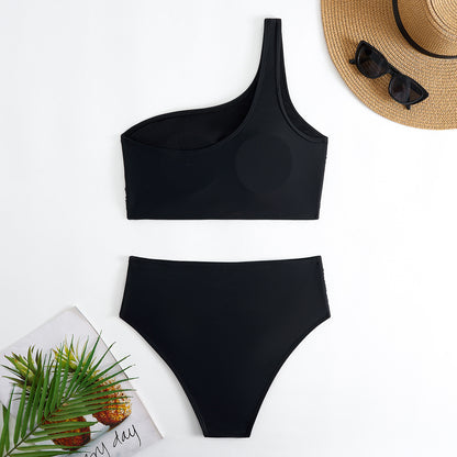 High Waist Bikini Swimsuit for Women | One Shoulder Split Swimwear | noémi