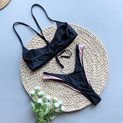 Stitch Detail Split Bikini Swimsuit for Women | noémi