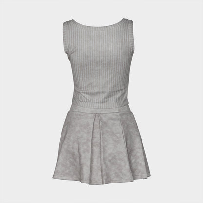 CoOrd Set | Sunken Stripe Crop Vest Top Pleated Mini Skirt | noémi