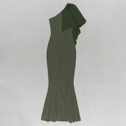 Oblique Shoulder Dress with Irregular Hem | noémi