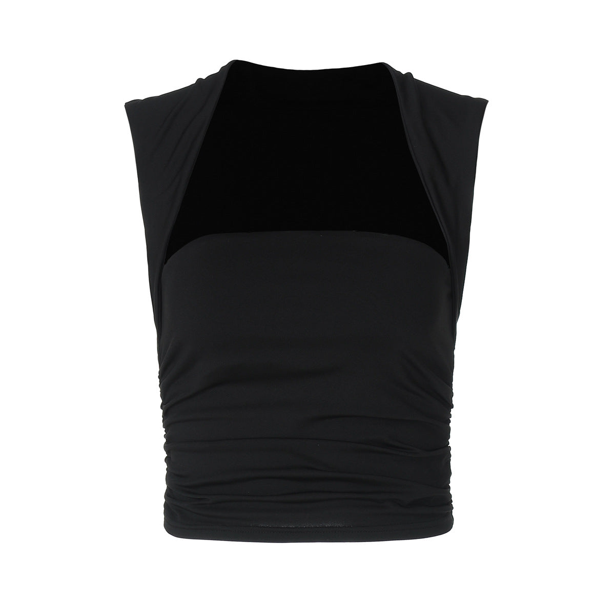 Womens Pleated Square Neck Sleeveless Top | Slim Fit Solid Tank | noémi