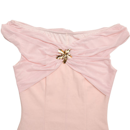 Off Shoulder Tube Top Maxi Dress | Mesh Stitching & Pleated Backless Design | noémi