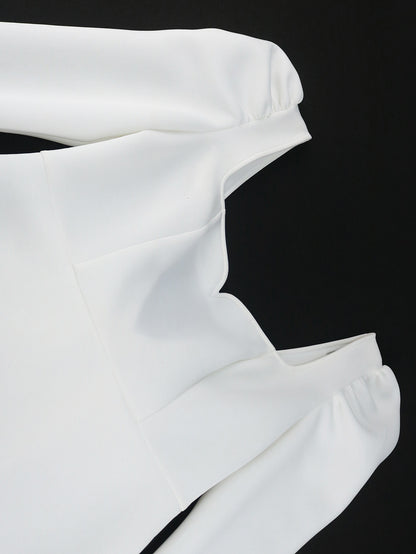 Square Collar | Long Sleeve | Backless | Bow Detail | Slim Fit Dress | noémi