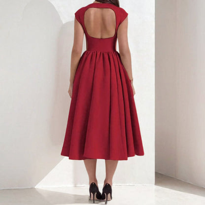Womens Sleeveless Dress with Waist Cutout and Back Hollow Design | noémi