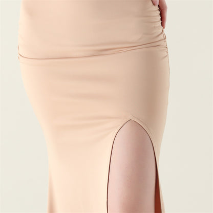 Beaded Slim Fit Dress V Neck Slit Gown | noémi