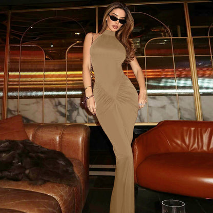 Pleated Sleeveless Maxi Dress | Back Zipper | noémi