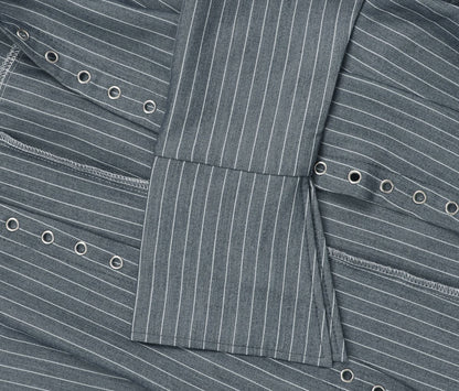 Womens Striped Lace Up Shirt & Shorts Set | Casual Long Sleeve Collared Top & High Waist Shorts | noémi