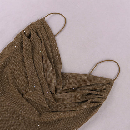 Strappy Collar Pleated Skinny Sheath Dress for Women | noémi