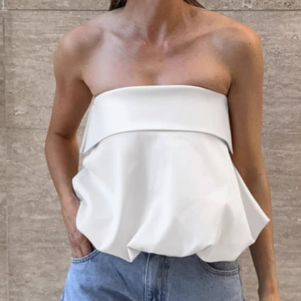 Summer Women’s Crop Top | Satin Tube Top | Backless Lace Up Vest | noémi