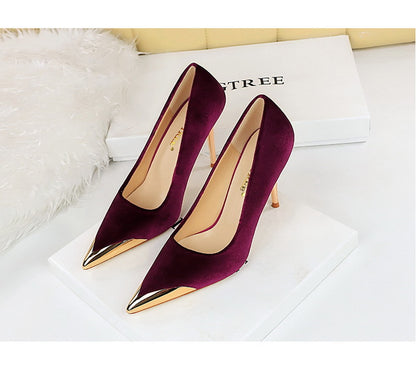 Cocktail Velvet Heels | Gold-Tipped Pointed Toe | Luxe Stilettos | noémi