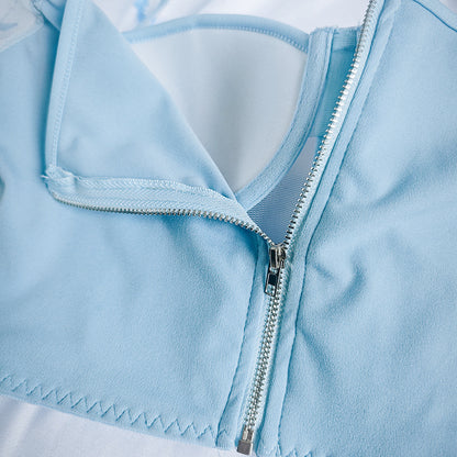 Mesh Lace Embroidery Corset Top with Puff Sleeves and Boning Support | noémi