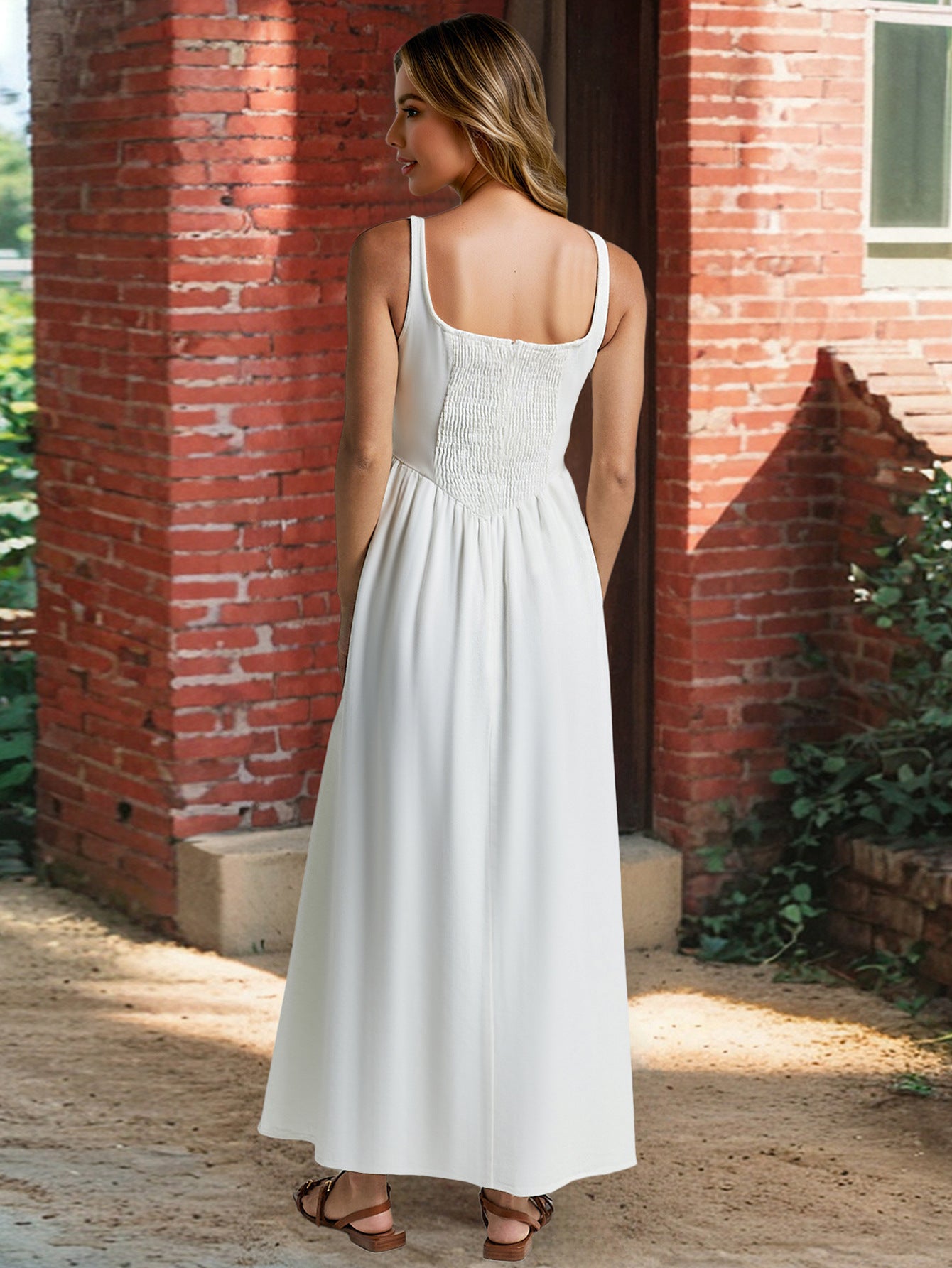 Solid Color Waist Fit Maxi Shift Dress For Women | noémi