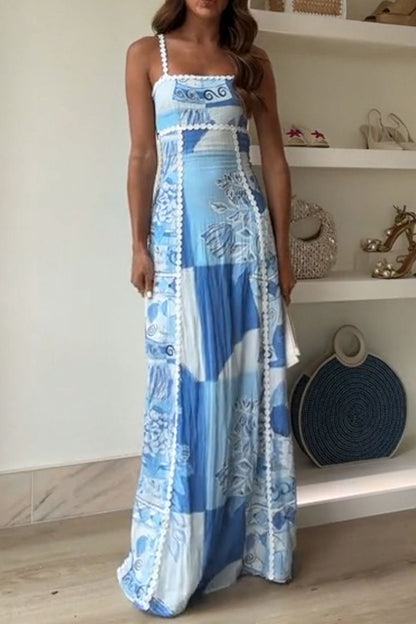 Breezy Blue Toile Backless Maxi Dress | noémi