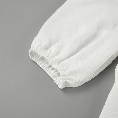 Women A Line Puff Sleeve Dress with Square Neck and Textured Fabric | noémi