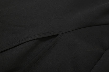 Womens Long Sleeve High Slit Dress with Stand Collar and Cutout Detail | noémi