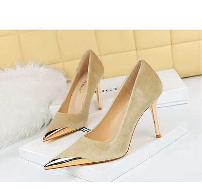 Cocktail Velvet Heels | Gold-Tipped Pointed Toe | Luxe Stilettos | noémi