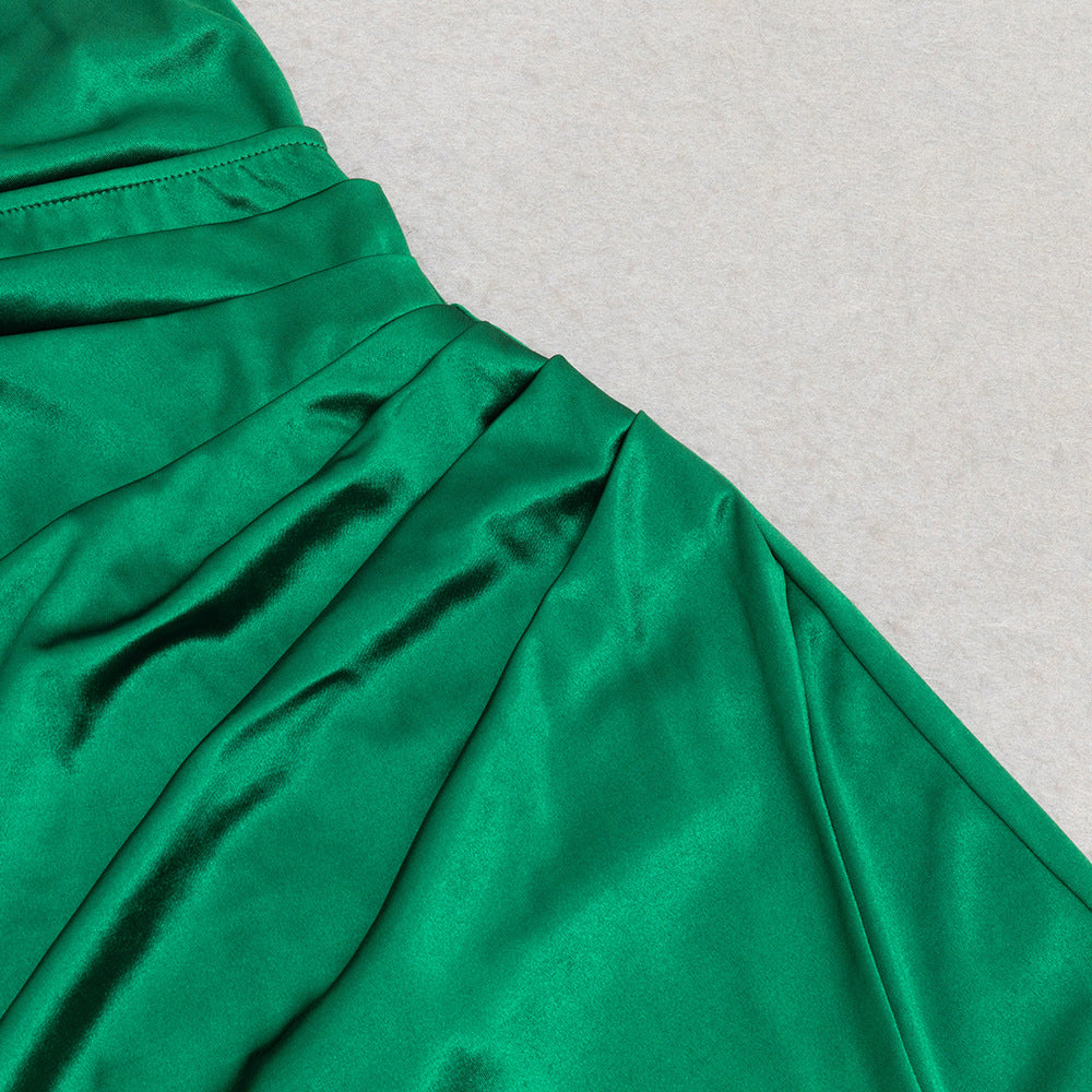 One Shoulder High Slit Long Dress in Solid Tone | noémi