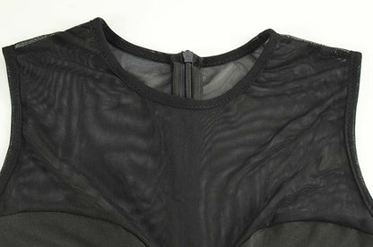 Womens Sleeveless Mesh Stitch Sheath Dress Slim Fit | noémi