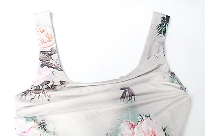 Satin Floral Maxi Dress | Cowl Neck with High Slit Dress | noémi